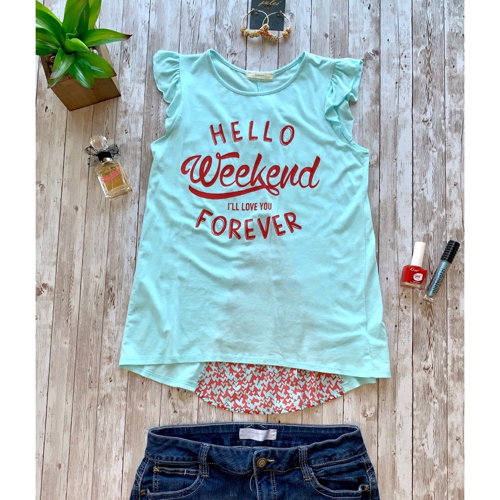 Soprano girls XL graphic tee Hello Weekend NWT